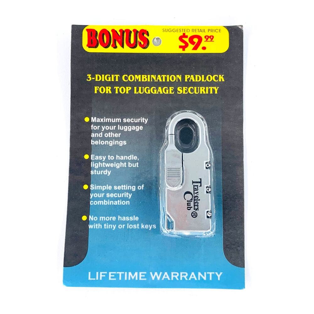 Travelers Club Luggage Padlock 3 Digit Security Lock Combination Suitcases Bags